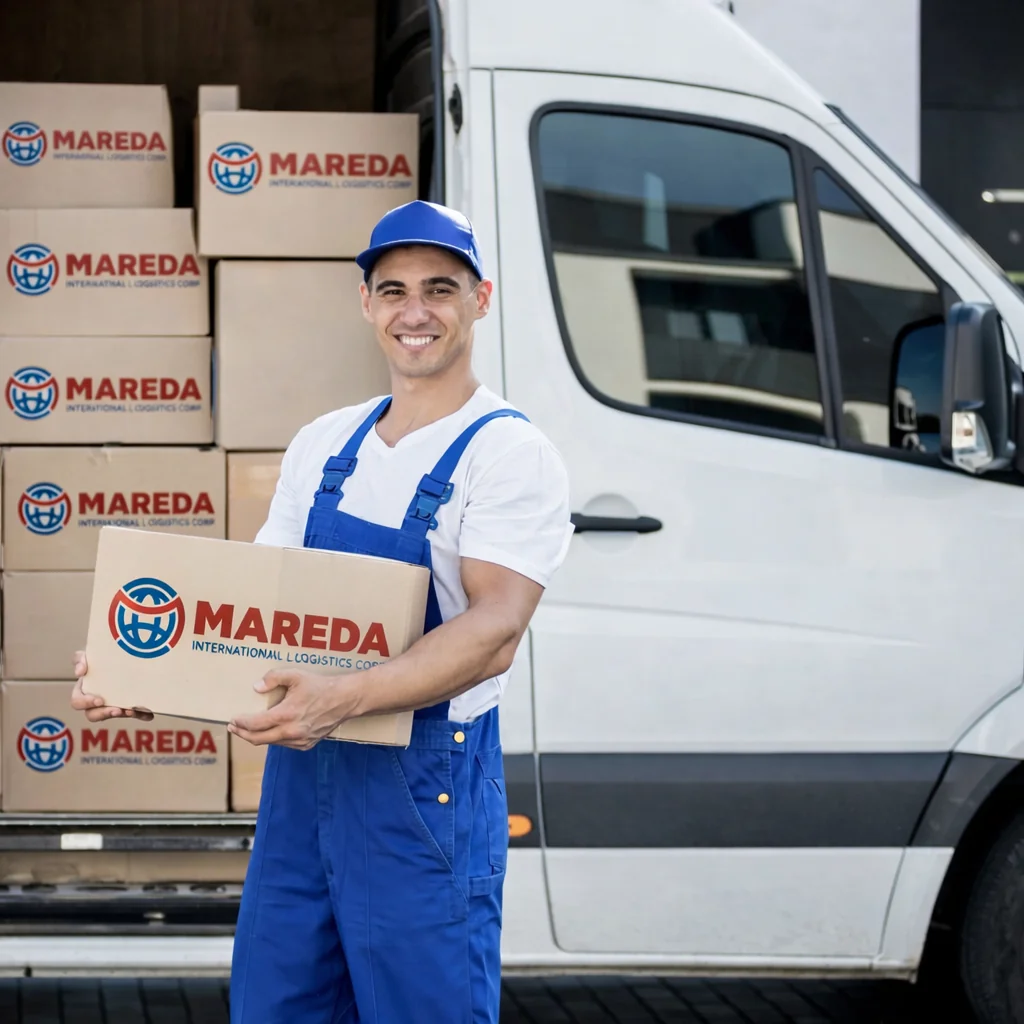Delivery truck transporting cargo